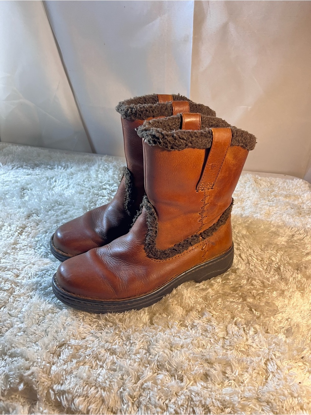 Ariat Brown Shearling-Lined Leather Winter Boots